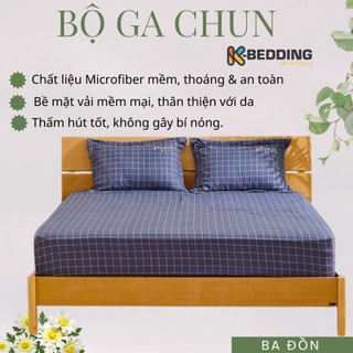 Bộ Ga Chun K-Bedding KMP – Microfiber Mềm Mịn, Thoáng Mát, Họa Tiết Trang Nhã – Size 160x200 ,180x200 Chính Hãng