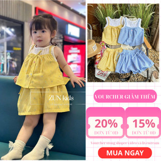 Bộ Đồ Bé Gái Cotton Thô Cao Cấp Juhi AZB536 – Áo Liền Dáng Xinh & Quần Ống Rộng Giả Váy, Hạt Thêu Ngũ Sắc