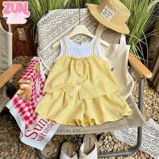Bộ Đồ Bé Gái Cotton Thô Cao Cấp Juhi AZB536 – Áo Liền Dáng Xinh & Quần Ống Rộng Giả Váy, Hạt Thêu Ngũ Sắc