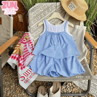 Bộ Đồ Bé Gái Cotton Thô Cao Cấp Juhi AZB536 – Áo Liền Dáng Xinh & Quần Ống Rộng Giả Váy, Hạt Thêu Ngũ Sắc