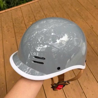 Mũ bảo hiểm Lưỡi Trai Đai Da Đen nhám cho nam nữ,nón bảo hiểm thời trang nửa đầu có khoét sau buộc tóc cho nữ