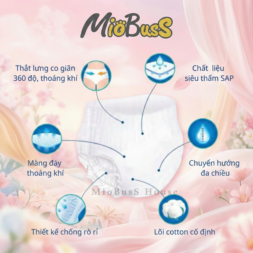 [20 miếng] MioBusS Băng vệ sinh quần người lớn – Thoáng khí, thấm hút, an toàn cho da