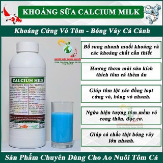 Khoáng sữa bổ sung cho ăn cho tôm cá ốc lươn Calcium Milk 1 lít khoáng ngừa bệnh thiếu khoáng cong thân đục cơ mòn vỏ..