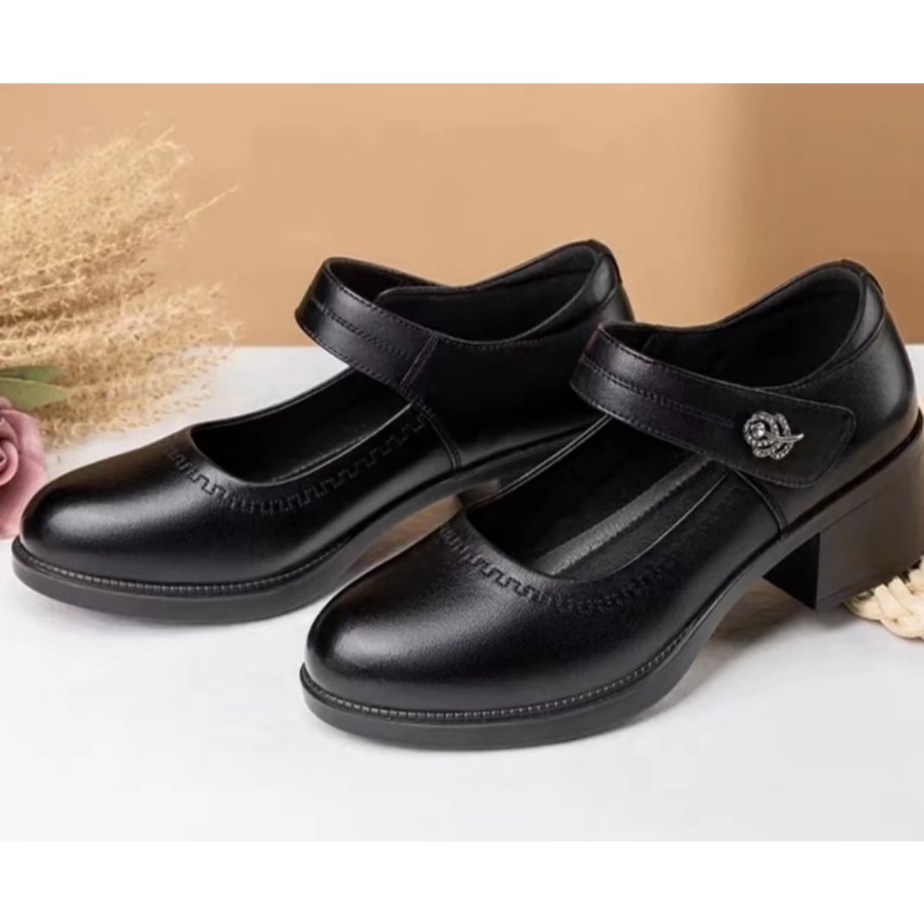 Giày Búp Bê Nữ Da Thật Cao 5cm – Mũi Tròn, Thoáng Khí, Êm Chân