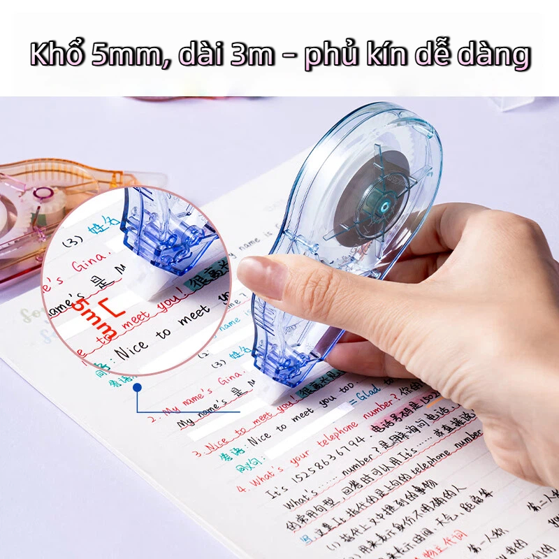 Băng Xóa Deli 20m/30m/40m – Nắp Gập, Thiết Kế 4 Màu Trong Suốt, Xóa Sạch, Khô Nhanh, Viết Đè Ngay