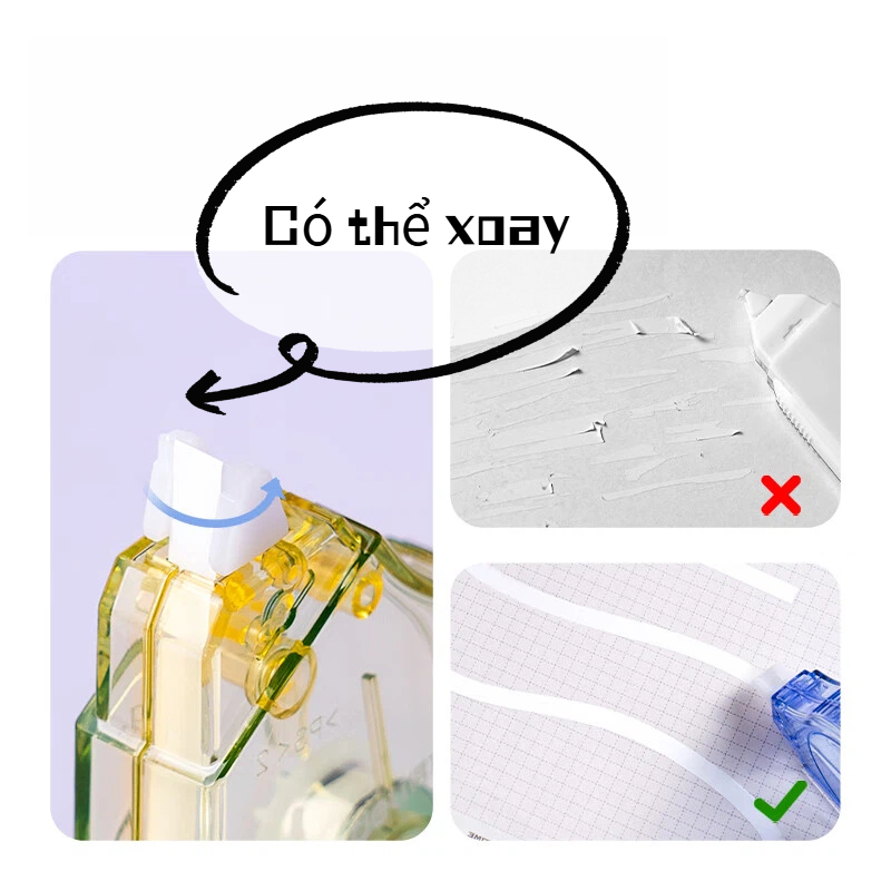 Băng Xóa Deli 20m/30m/40m – Nắp Gập, Thiết Kế 4 Màu Trong Suốt, Xóa Sạch, Khô Nhanh, Viết Đè Ngay