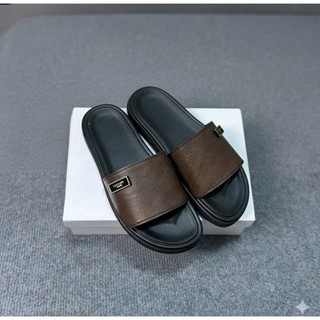 {KHÂU XUYÊN ĐẾ] Dép lê quai ngang Da Gắn Mác-Đế Cao 3cm- 2 Lớp Chống trơn Trượt,Quai Da Sít Nhập Khẩu. Dép Xu Hướng 2026