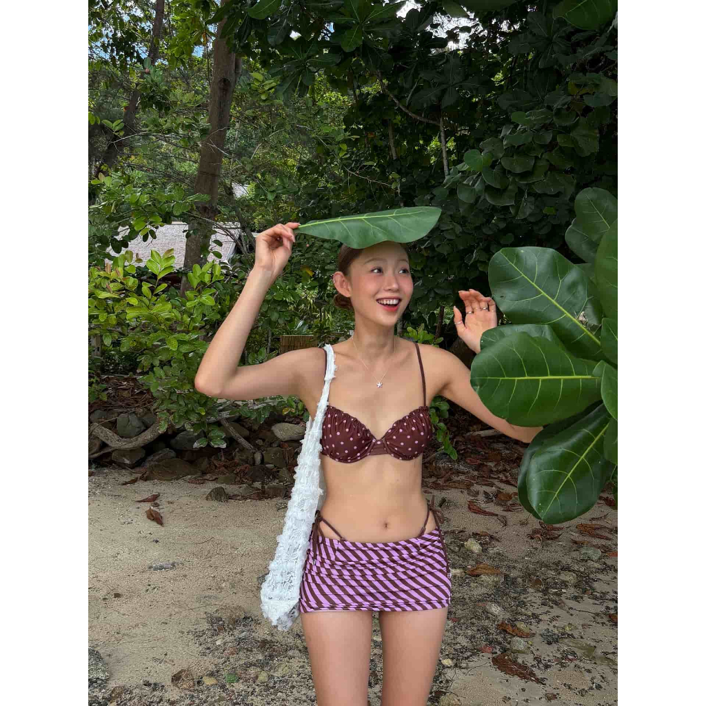 [Sẵn - HỎA TỐC HN] ONESOON Set bikini 3 mảnh họa tiết chấm bi buộc dây sexy bộ đồ bơi cao cấp cho nữ