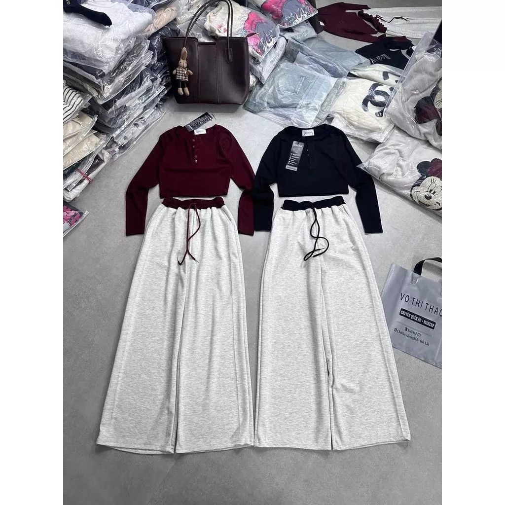 Quần ông xuông cạp chun phối Màu ống rộng bản trơn Chất nỉ cotton mềm mịn,dễ phối với các kiểu áo