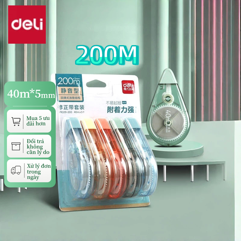 Bút Xóa Băng Deli 20m/40m – Xóa Sạch, Khô Nhanh