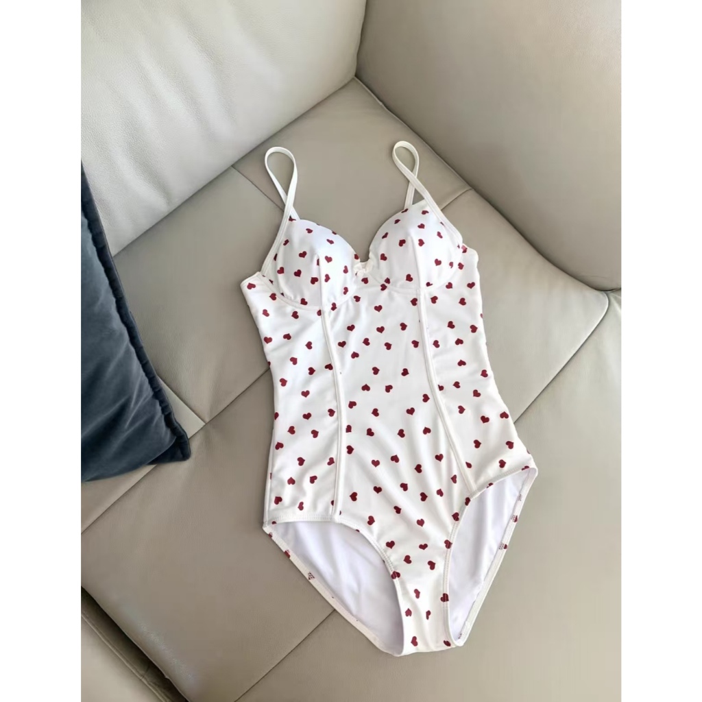 [Sẵn -HỎA TỐC HN] 2Soonusumff Bikini liền mảnh hai dây họa tiết trái tim sexy bộ đồ bơi cao cấp phong cách hàn quốc