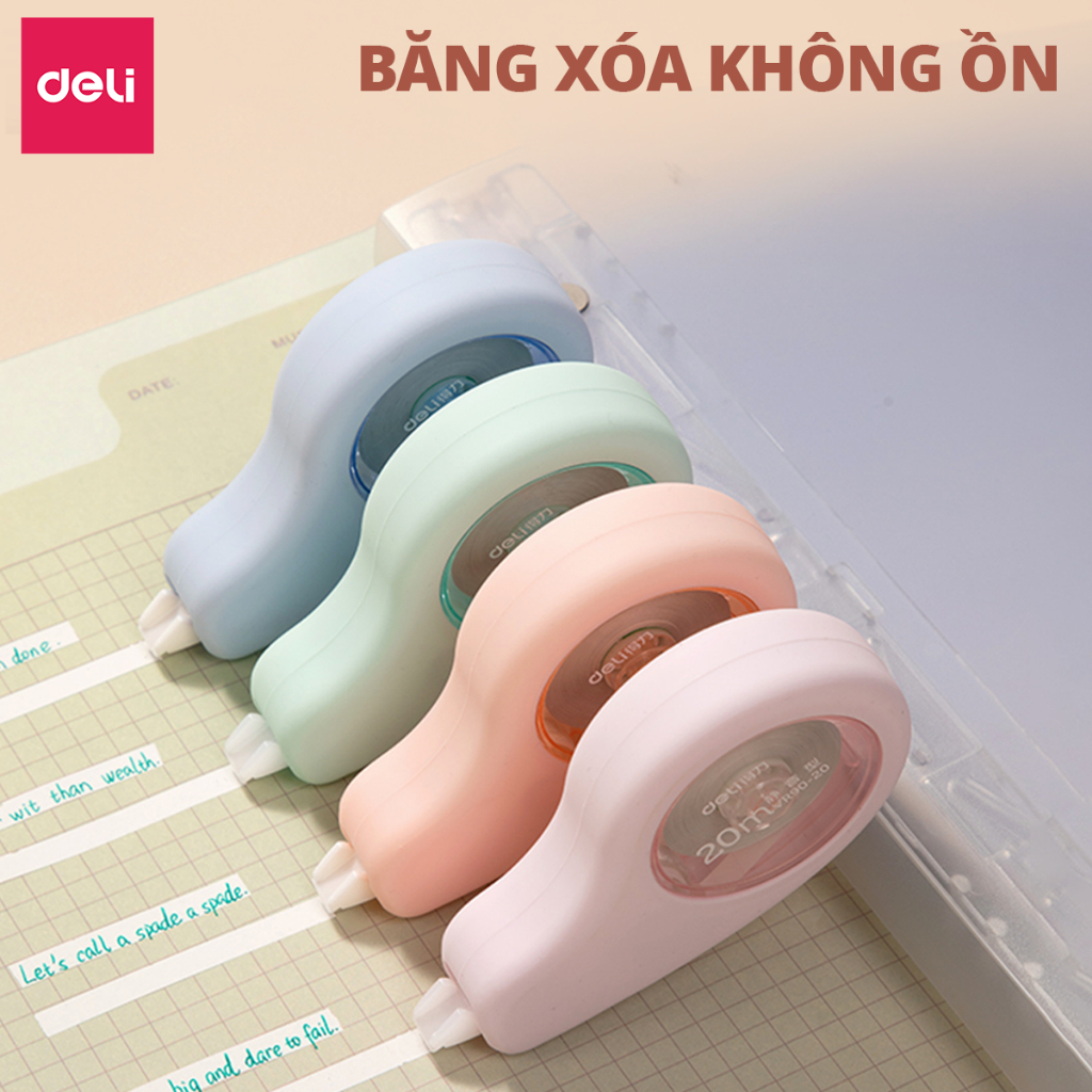 Bút Xóa Băng Deli 20M Pastel Chống Rơi Dung Lượng Lớn Xóa Sạch Khô Nhanh Viết Đè Ngay Mượt Không Đứt Băng Thiết Kế Đẹp