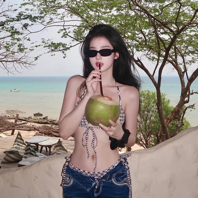 [Sẵn -HỎA TỐC HN] 2Soonsumff Bikini 2 mảnh họa tiết caro buộc dây sexy cá tính bộ đồ bơi cao cấp cho nữ