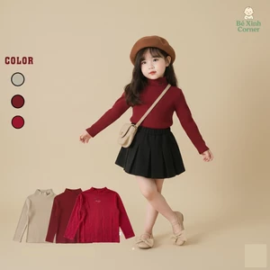 Bé Xinh Corner | Áo len tăm giữ nhiệt cho bé, phong cách Hàn Quốc, cổ áo cao 3cm giữ ấm