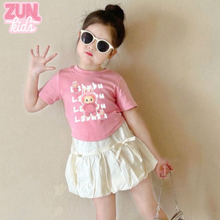 Set Bộ Áo Và Chân Váy Bé Gái Đính Nơ M4313 – Áo Thun Dệt Mềm Mịn, Quần Bí Đính Nơ Siêu Cưng