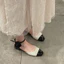 Sandal bệt búp bê dạ quai hoa hồng