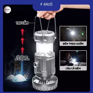 VHAUS Đèn bão LED kèm quạt ( Tích điện, sạc pin, sạc năng lượng, chạy bằng pin) đa năng,dung lượng pin lớn