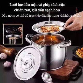Hũ Đựng Mỡ Inox Kèm Lưới Lọc Size 1L, 3L Âu Lọc Dầu Mỡ, Bình Lọc Dầu, Vừa Đựng Dầu Vừa Nấu Ăn, Tiện Lợi