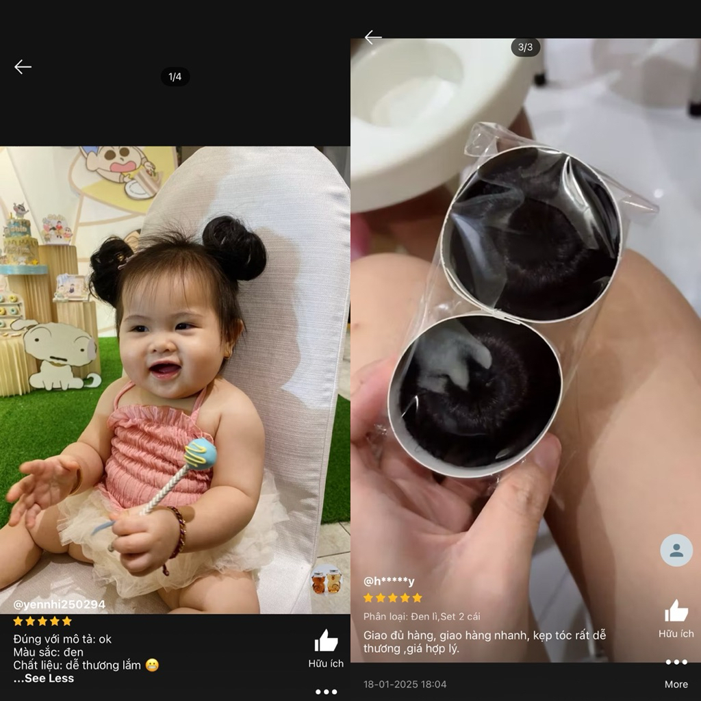 Set 2 Búi Tóc Giả Mini Cho Bé – Búi Tóc Kẹp Dễ Thương, Tóc Giả Trẻ Em Siêu Xinh, Phụ Kiện Tóc Bé Gái