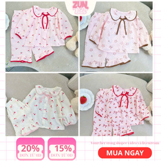 Bộ Dài Tay Bé Gái Cổ Sen Đũi Lụa Mềm Mát J2947 | Đồ Bộ Bé Gái Mặc Nhà – Đi Chơi Thoáng Mát, Dễ Thương
