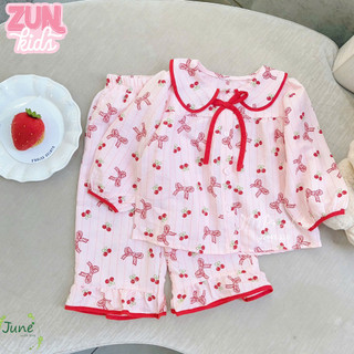 Bộ Dài Tay Bé Gái Cổ Sen Đũi Lụa Mềm Mát J2947 | Đồ Bộ Bé Gái Mặc Nhà – Đi Chơi Thoáng Mát, Dễ Thương