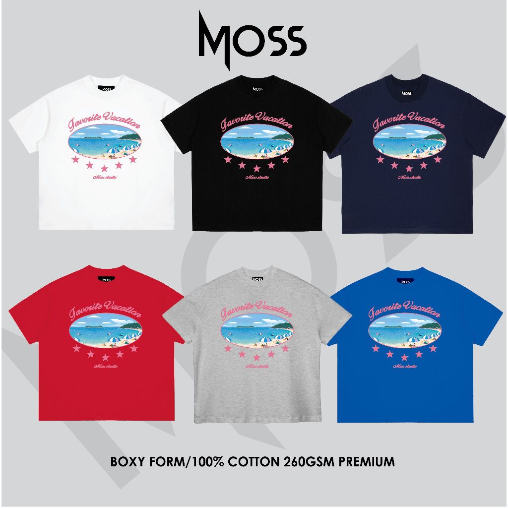 ÁO THUN BOXY 260GSM  IN "FAVORITE VACATION " - ÁO THUN ĐI BIỂN -  BOXY FORM - CHẤT COTTON 100% 260GSM PREMIUM MOSS.STU