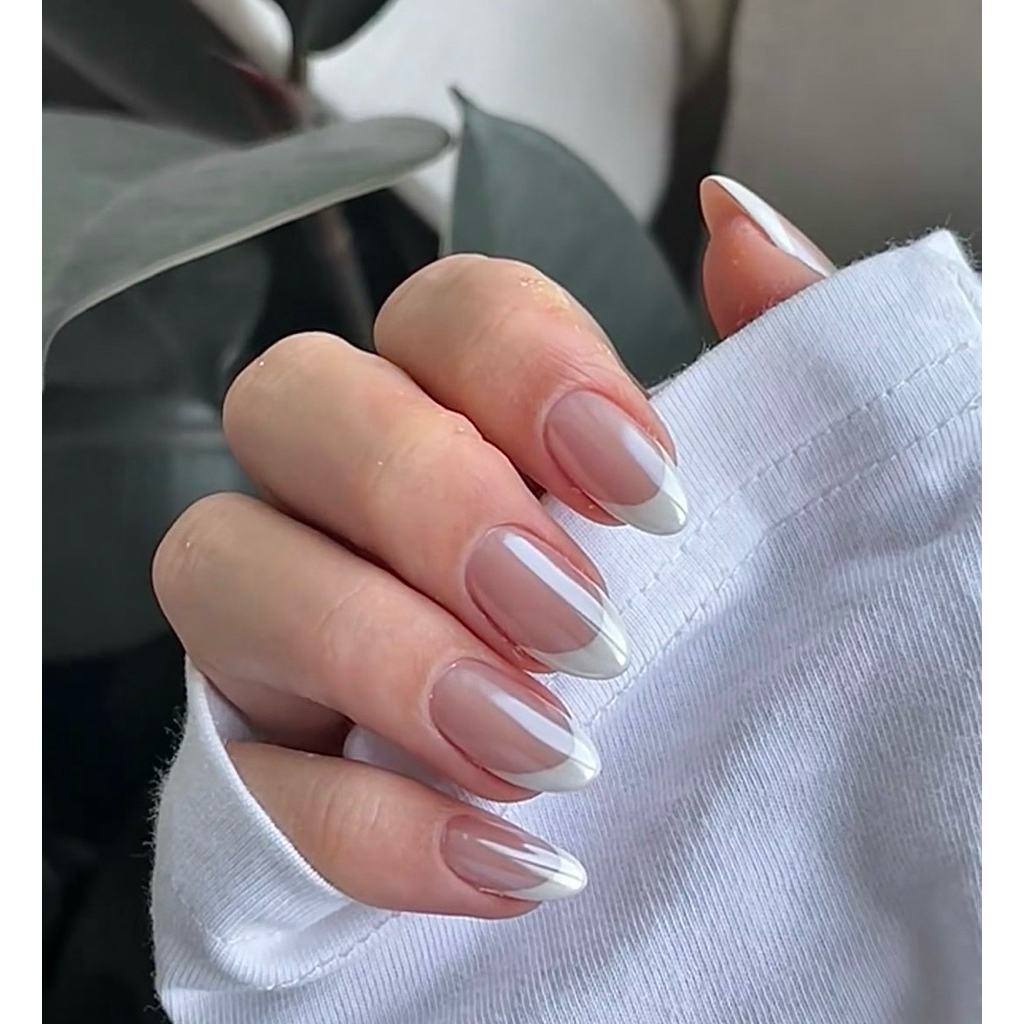 ( HT) S50 NAIL BOX THIẾT KẾ THẠCH TRÁNG GƯƠNG FRECNH - MÓNG GIẢ ĐƠN GIẢN - NAIL TRÁNG GƯƠNG