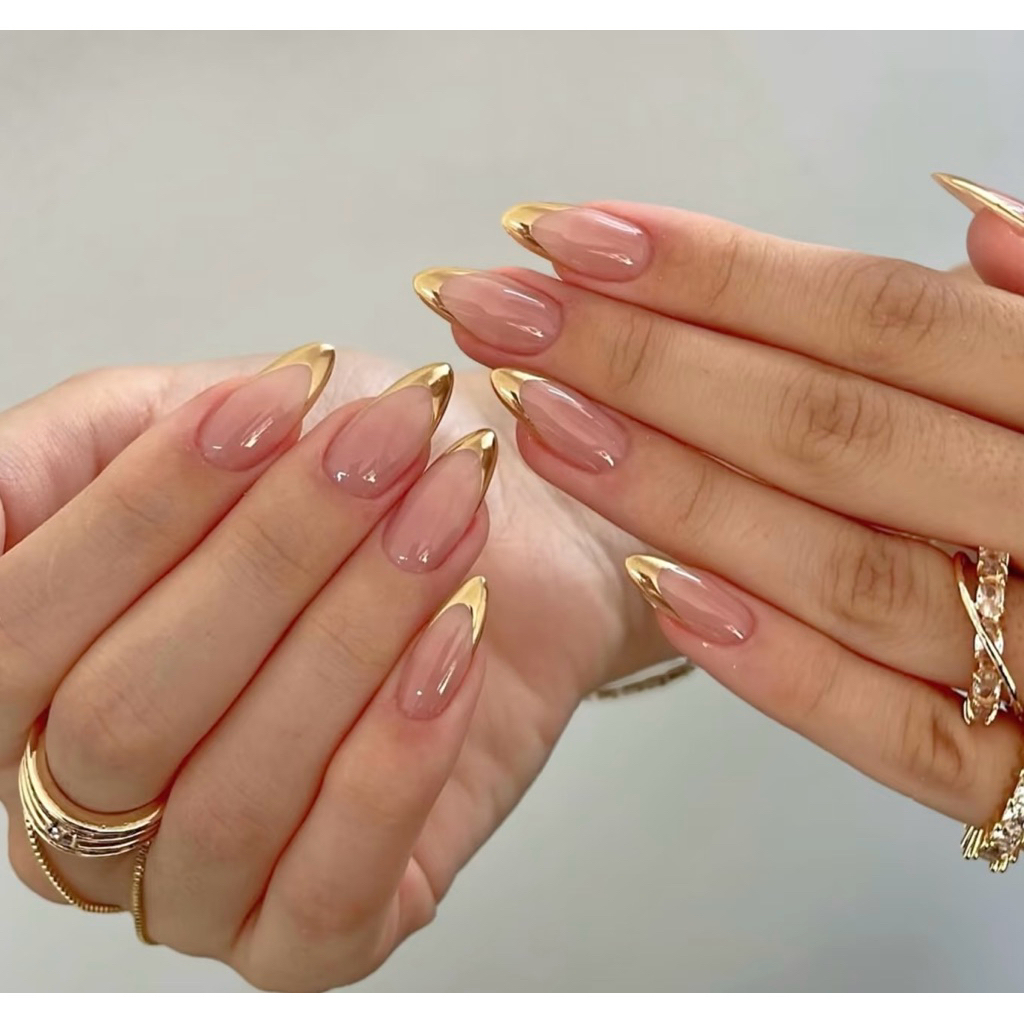 ( HT) S51 NAIL BOX FRENCH ĐẦU MÓNG TRÁNG GƯƠNG VÀNG KIM - MÓNG UP ĐƠN GIẢN NAIL BOX BASIC
