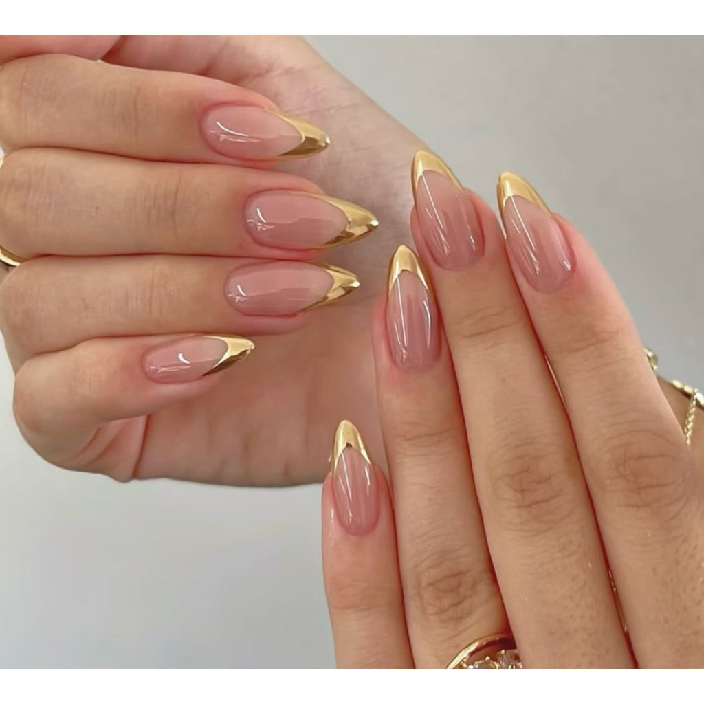 ( HT) S51 NAIL BOX FRENCH ĐẦU MÓNG TRÁNG GƯƠNG VÀNG KIM - MÓNG UP ĐƠN GIẢN NAIL BOX BASIC