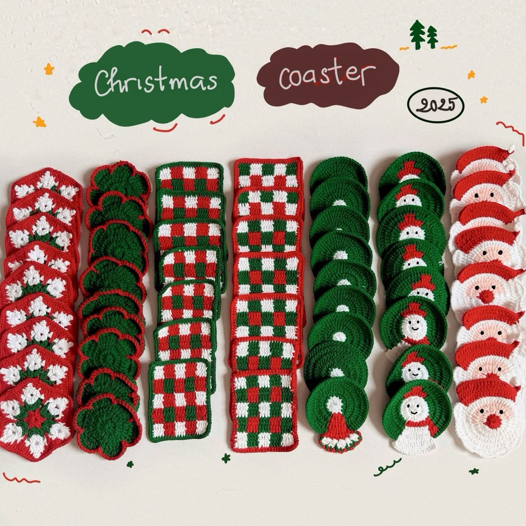 Lót Ly Len Noel Giáng Sinh Bông Tuyết Santa Tổng Hợp Dễ Thương Handmade Quà Tặng Dễ Thương Độc Đáo