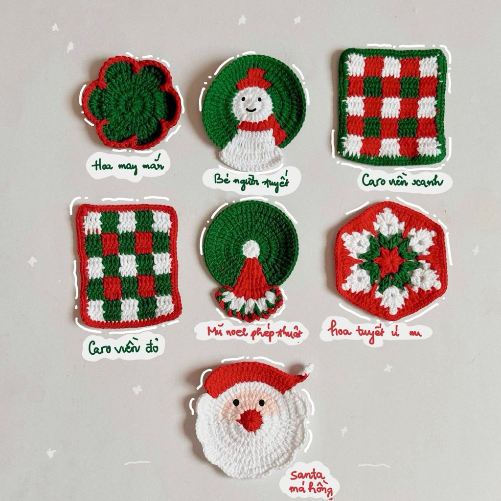 Lót Ly Len Noel Giáng Sinh Bông Tuyết Santa Tổng Hợp Dễ Thương Handmade Quà Tặng Dễ Thương Độc Đáo