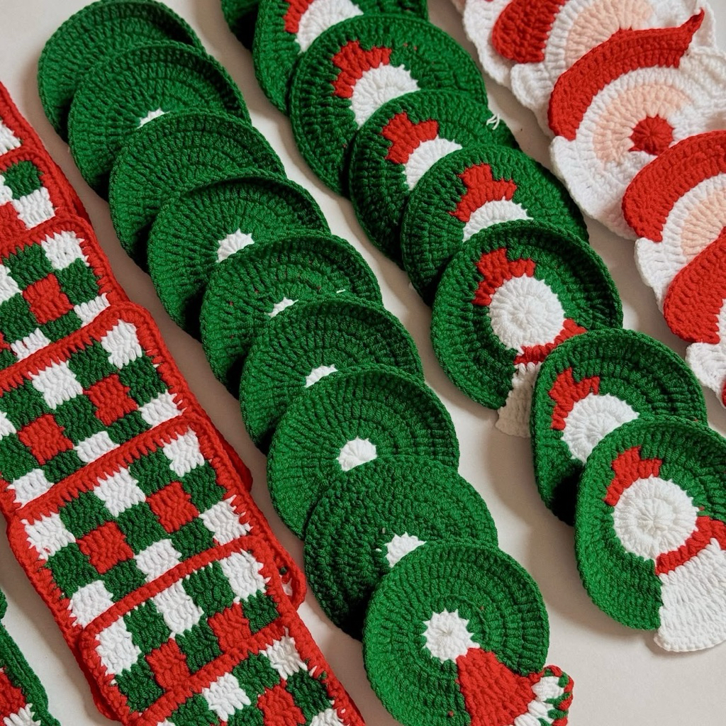 Lót Ly Len Noel Giáng Sinh Bông Tuyết Santa Tổng Hợp Dễ Thương Handmade Quà Tặng Dễ Thương Độc Đáo