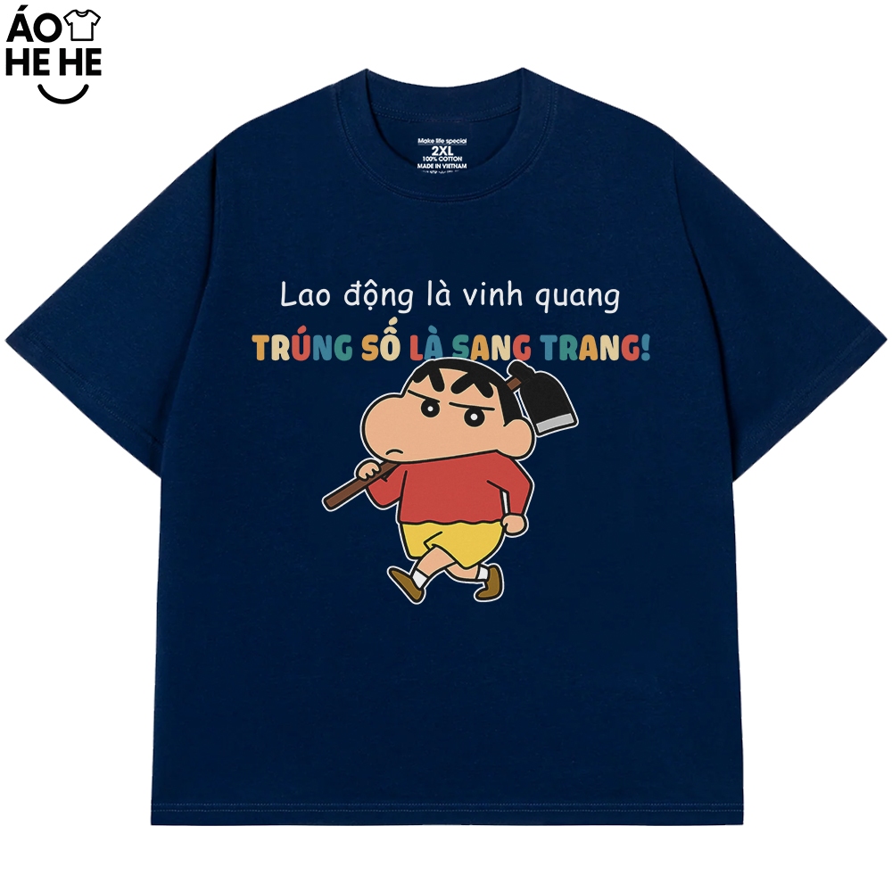 Áo In Chữ Hài Hước Lao Động Là Vinh Quang Trúng Số Là Sang Trang Câu Nói Text Vui Nhộn Meme Form Rộng Cotton 250gsm