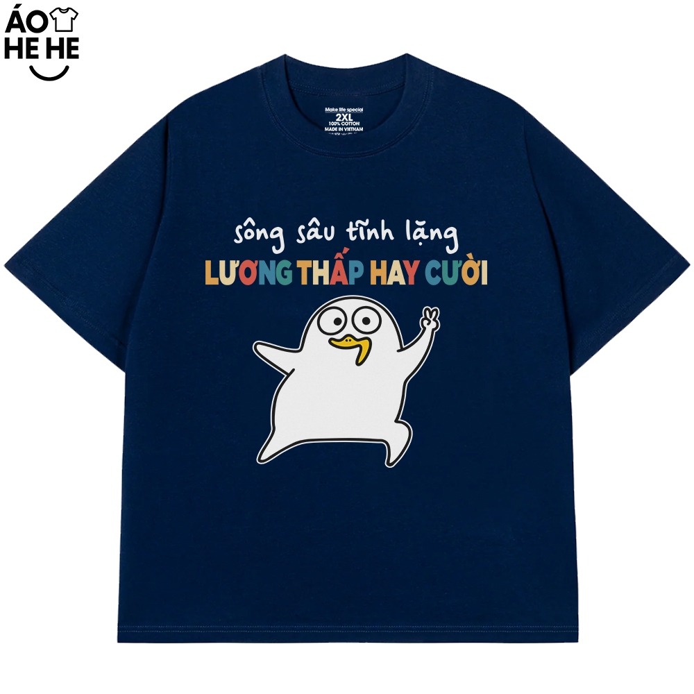 Áo Thun Hài Hước Sông Sau Tĩnh Lặng Lương Thấp Hay Cười Câu Nói Văn Phòng Công Sở Form Rộng Cotton 250gsm