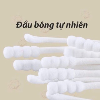 [Dùng cho bé] Hộp 400 tăm bông 2 đầu dùng cho các bé - kháng khuẩn, mềm mịn, không sơ bông