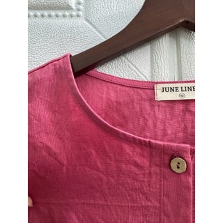 Áo kiểu nữ cổ trụ tay phồng Linen tưng washed. JUNE LINEN #A47
