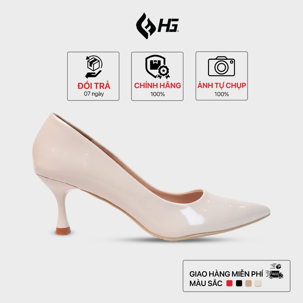 Giày cao gót nữ mũi nhọn 5cm da bóng HG Fashion thanh lịch basic dễ phối đồ công sở HG6325