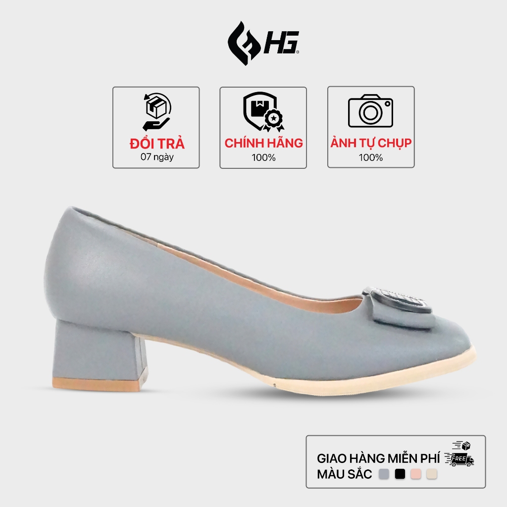 Giày Cao Gót Nữ HG Fashion 3cm Đế Vuông Khóa CD Thời Trang Lót Thoáng Khí  | HG1325