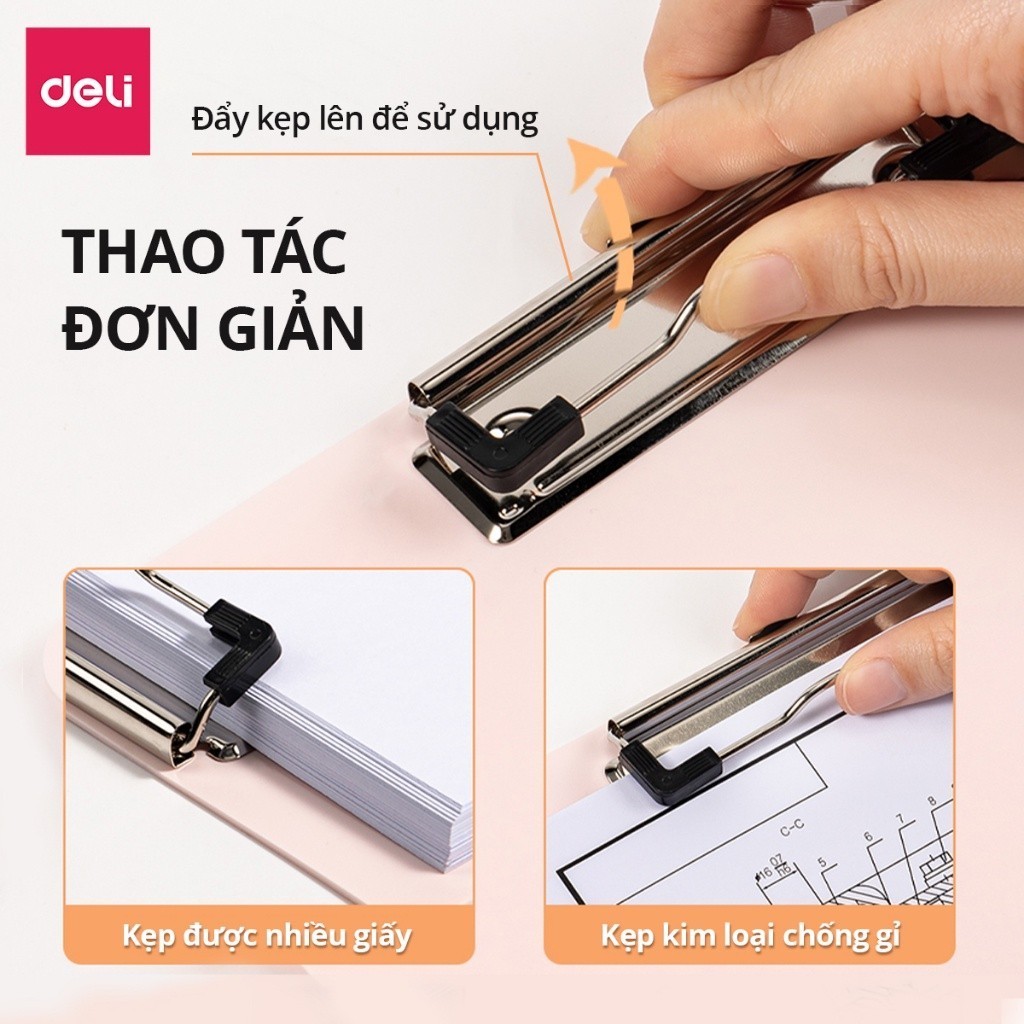 Bìa Trình Ký Nhựa A4 Deli Đơn, Bìa Kẹp Nhựa Giấy, Tài Liệu, Kẹp Hồ Sơ A4 Một Mặt-Màu Pastel