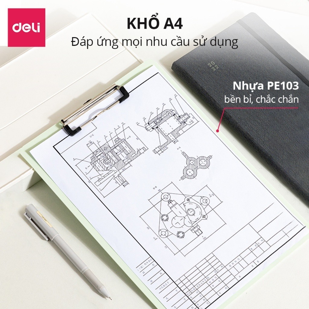 Bìa Trình Ký Nhựa A4 Deli Đơn, Bìa Kẹp Nhựa Giấy, Tài Liệu, Kẹp Hồ Sơ A4 Một Mặt-Màu Pastel