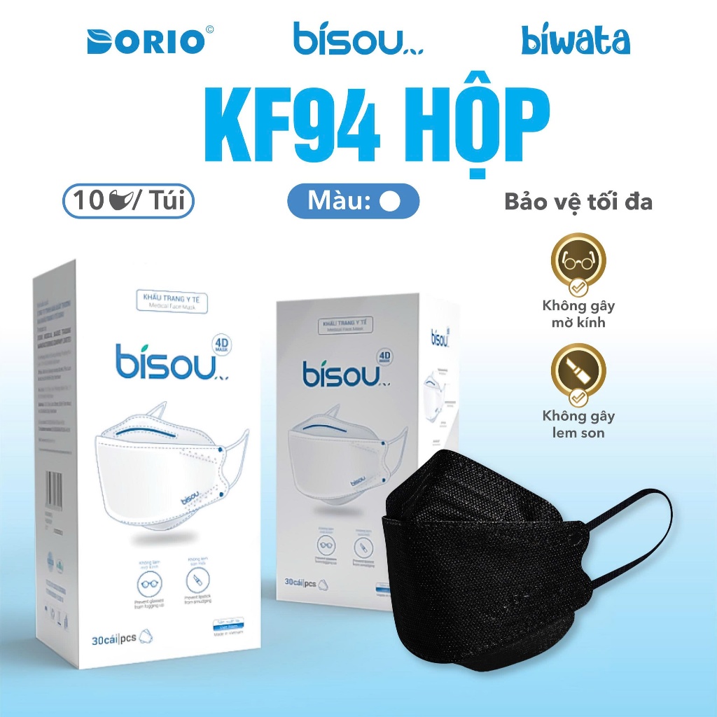 Hộp 30 cái khẩu trang y tế cao cấp 4D-KF94 hiệu BISOU