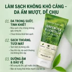 Combo 4 hộp AWSOOYOR Sữa rửa mặt trà xanh rau má 60g làm sạch dịu nhẹ cho da, da vẫn ẩm mịn sau khi rửa