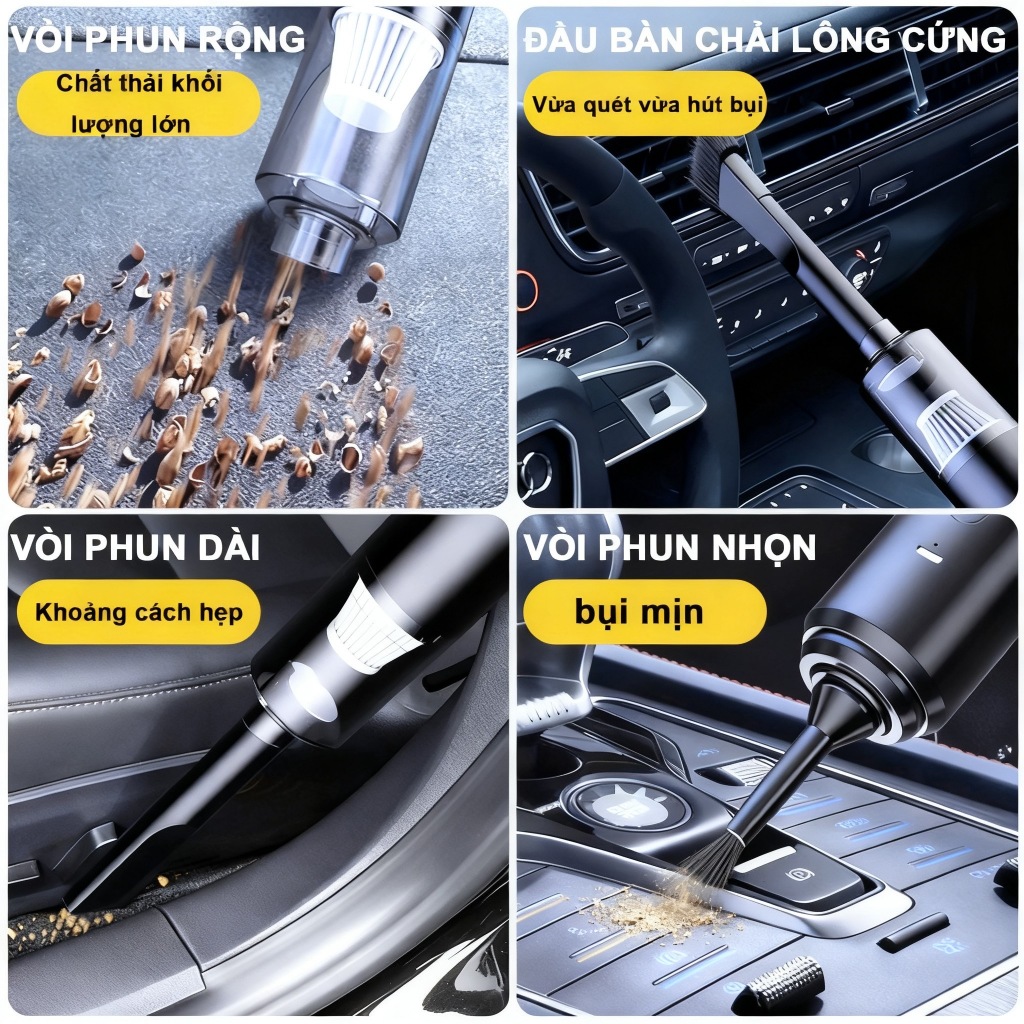 [Bảo hành 3 năm] Máy hút bụi cầm tay | Nhiều chế độ kết hợp | Lực hút mạnh mẽ, hoạt động êm ái