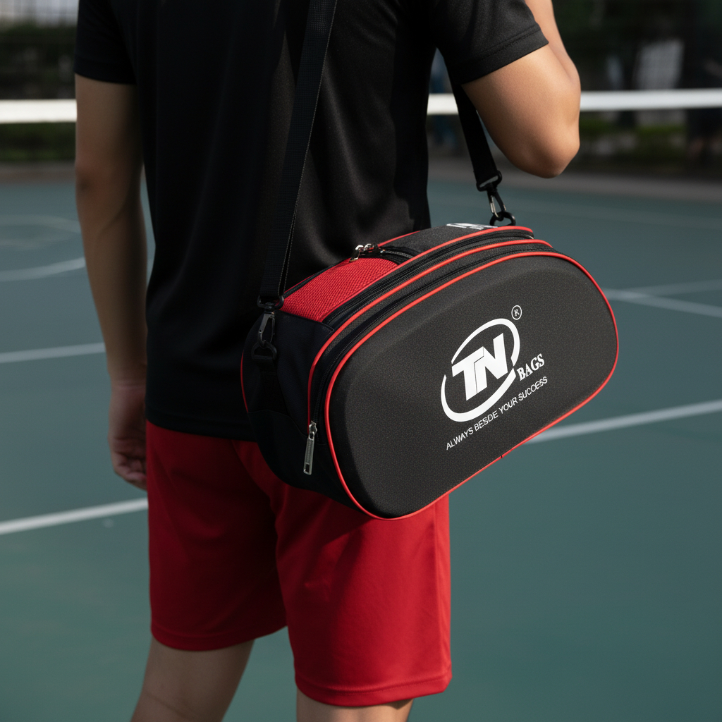 Túi Thể Thao Cao Cấp Chống Thấm Đựng Giày 2 Ngăn TNBags TN.B 9001 Màu Đen Phối Đỏ Thời Trang Nam Tập Gym Đá Bóng Mạnh Mẽ