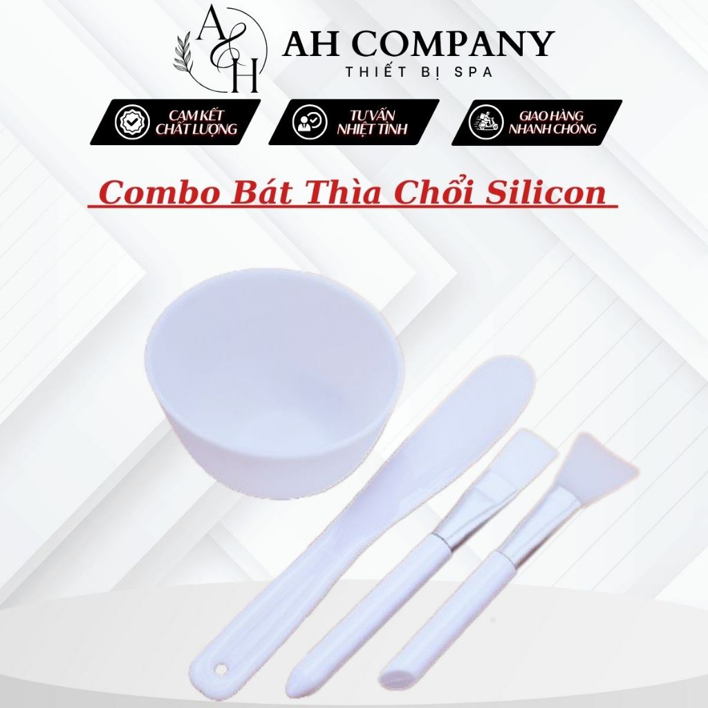 Combo Trọn Bộ Bát, Thìa, Chổi, Cọ Silicone, Set Dụng Cụ Chuyên Đắp Mặt Nạ Dùng Trong Spa, Thẩm Mỹ Viện