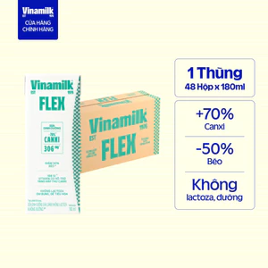 Thùng 48 Hộp Sữa Dinh Dưỡng Flex Giàu Canxi Không Lactoza 180ml[ Có thể nhận bao bì cũ/mới]