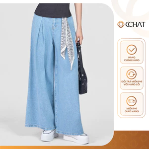 Quần Jean Nữ 𝐂𝐂𝐇𝐀𝐓 Dáng Suông Ống Rộng Sybil Chất Liệu Jeans Cao Cấp 25GDJ2006ST