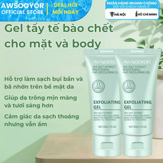 AWSOOYOR tẩy tế bào chết cho mặt và cơ thể thảo mộc 50g công thức lành tính, kiểm soát dầu, da vẫn ẩm mịn