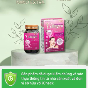 Viên Uống Collagen Plus Nano Extra – Bổ Sung Collagen, Vitamin C, Q10 – Hỗ Trợ Đẹp Da, Chống Oxy Hóa (Hộp 30 Viên)