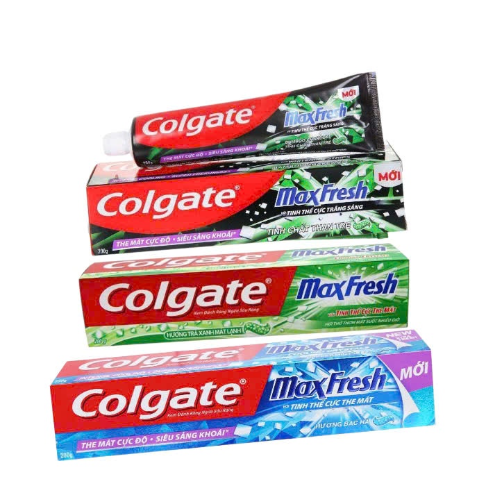 Kem đánh răng Colgate MaxFresh 180g/ 225g Hương bạc hà - Tặng bàn chải Cao cấp